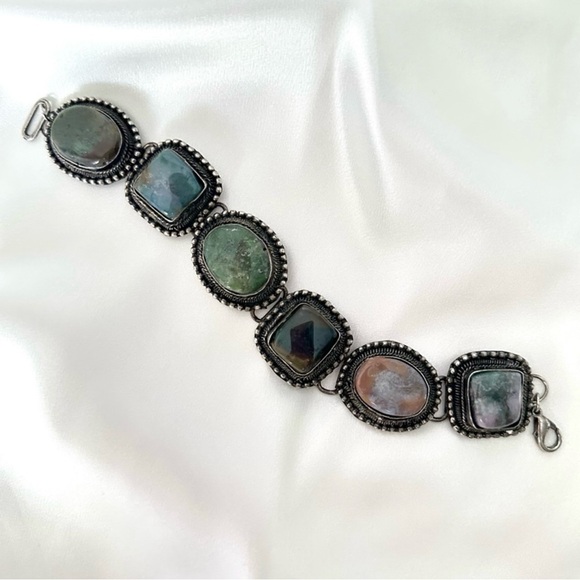 Vintage Silver and Multicolor Stone Bracelet - Picture 5 of 11